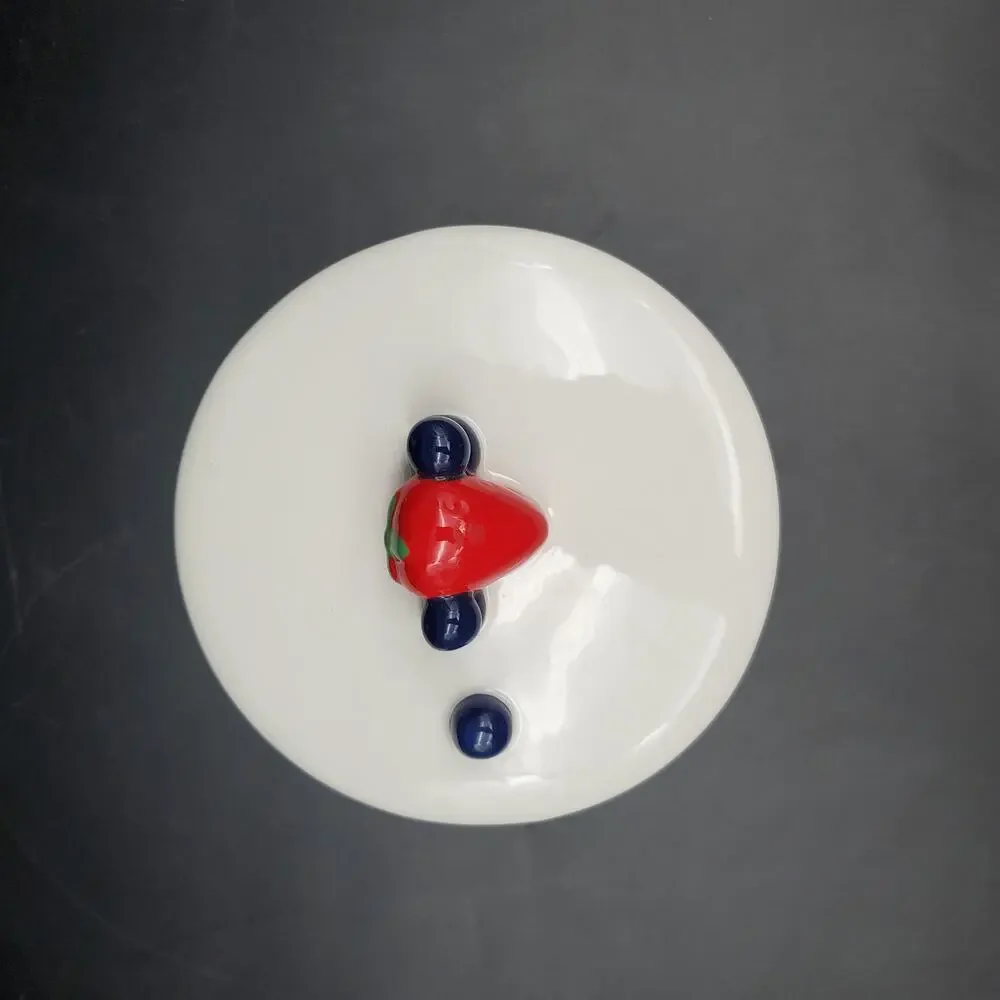 Lang Patriotic Cake Cookie Jar Strawberry Blueberry Ceramic Kitchen Canister